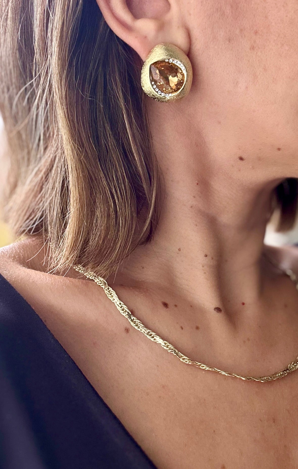 Light Honey Color 14K Rhodium Plated Earrings