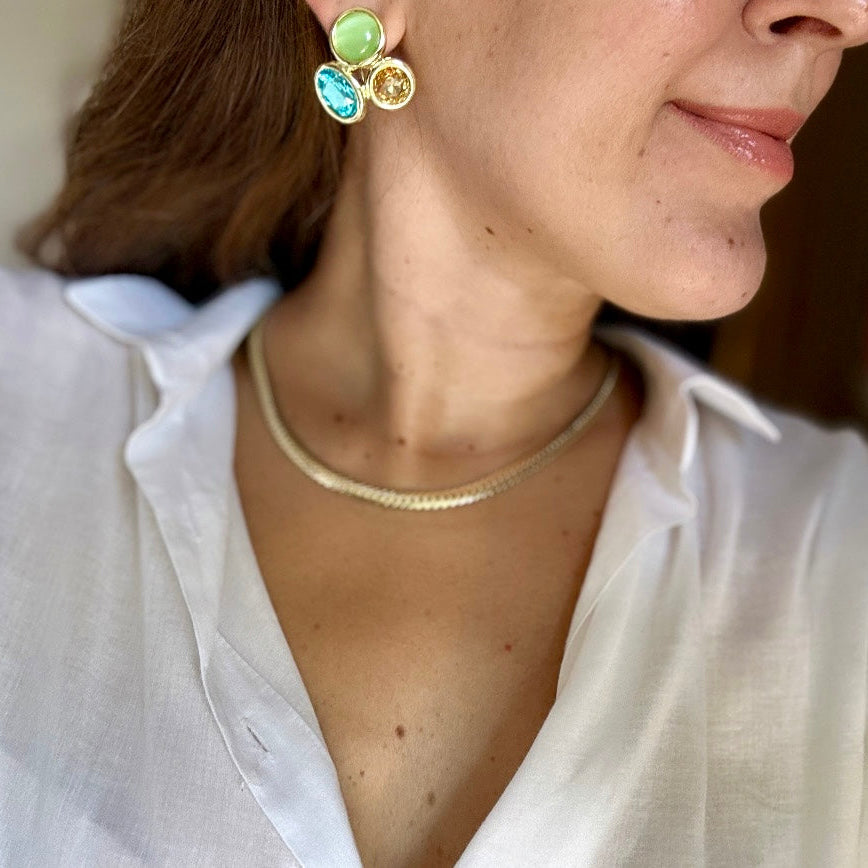 Gisella 14K Rodyum Kaplama Küpe