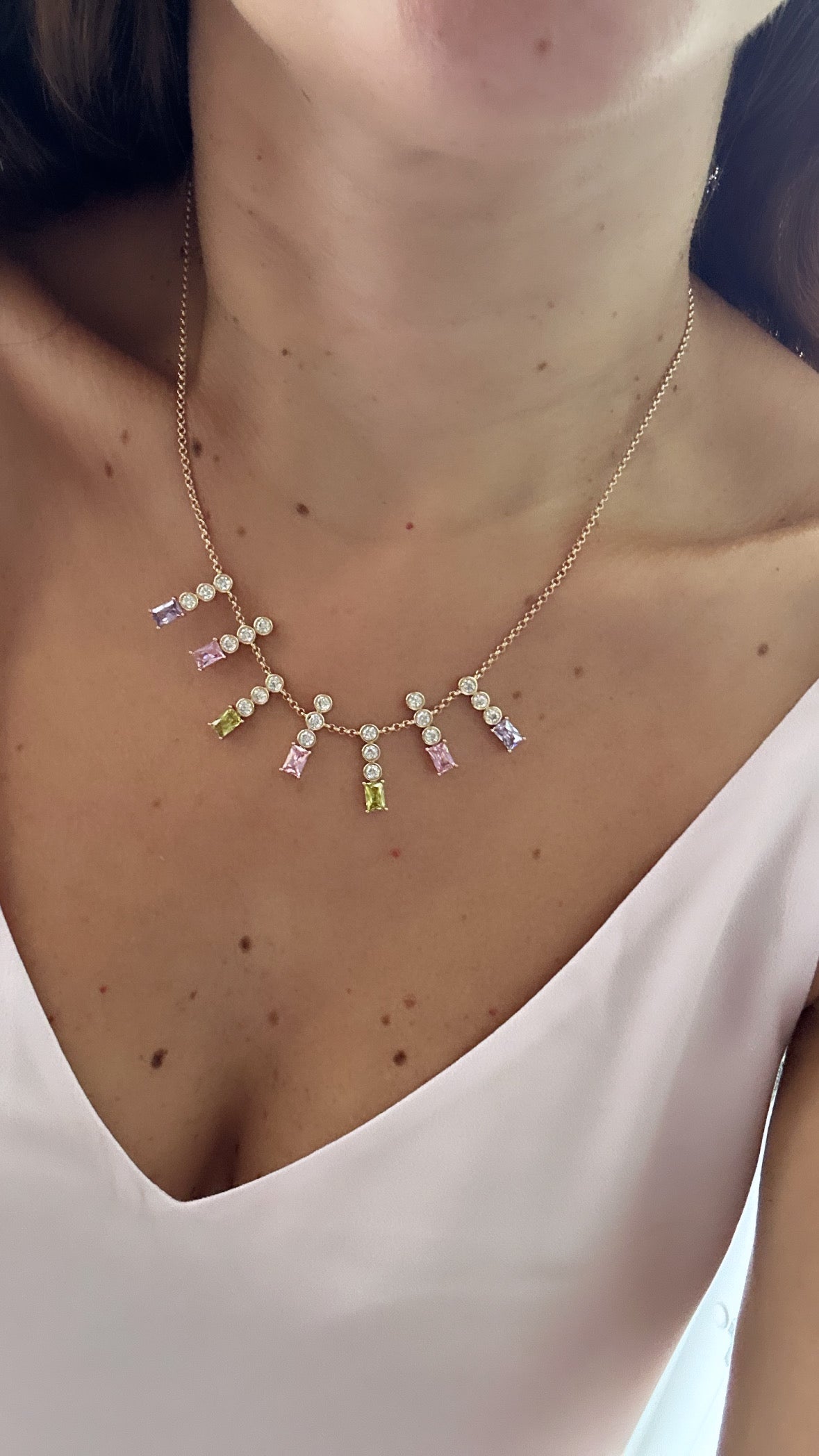 Aurelia Colorful Rhodium Plated Necklace