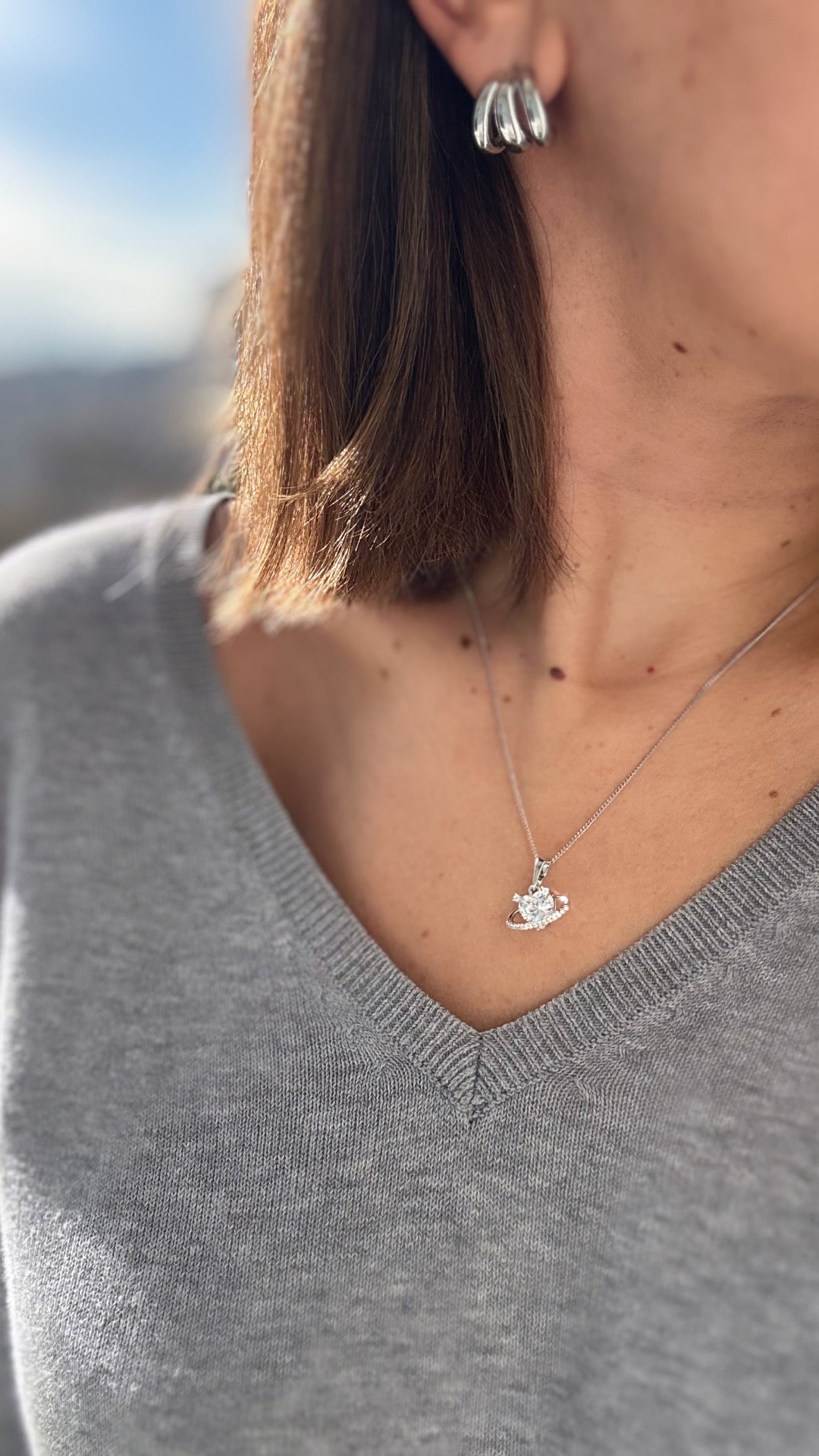 Glacia Gümüş Rengi Rodyum Kaplama Kolye