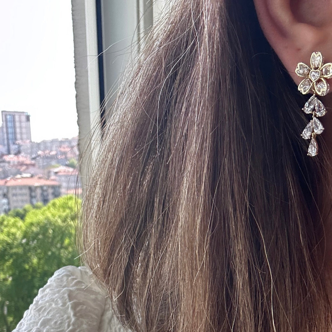 Elina 14k Rengi Rodyum Kaplama Küpe