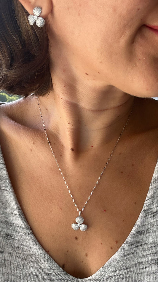 Mystara Silver Color Rhodium Plated Set