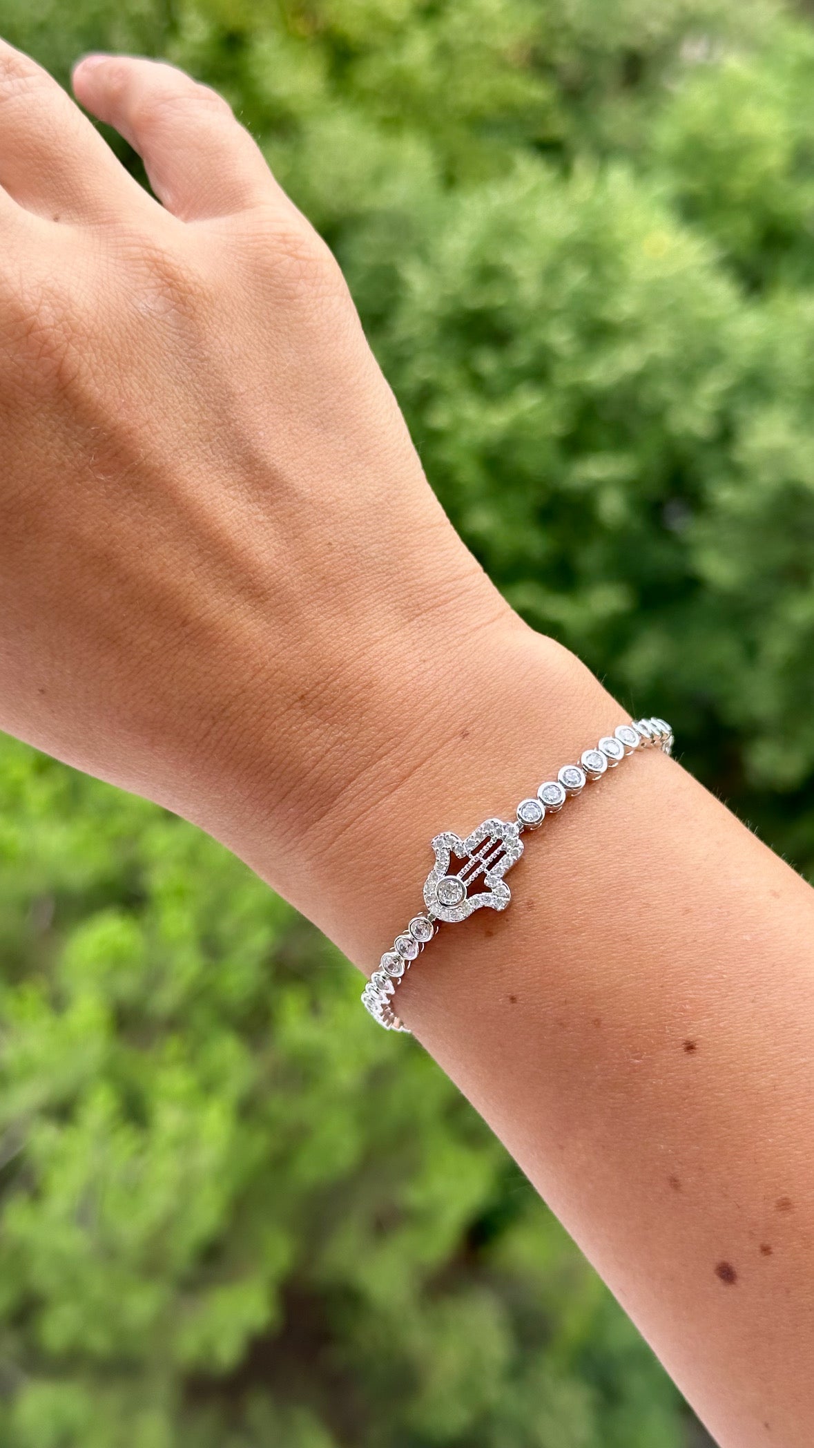 Hand of Fatima Rhodium Plated Bracelet