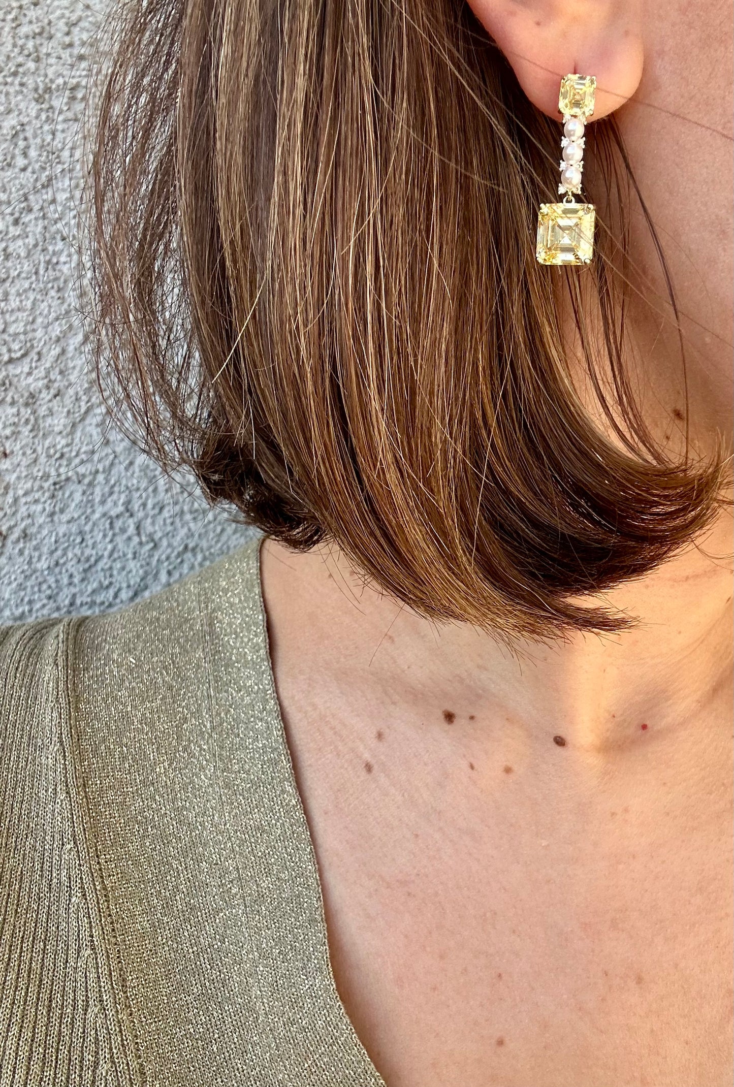 Belladi Yellow Rhodium Plated Earrings