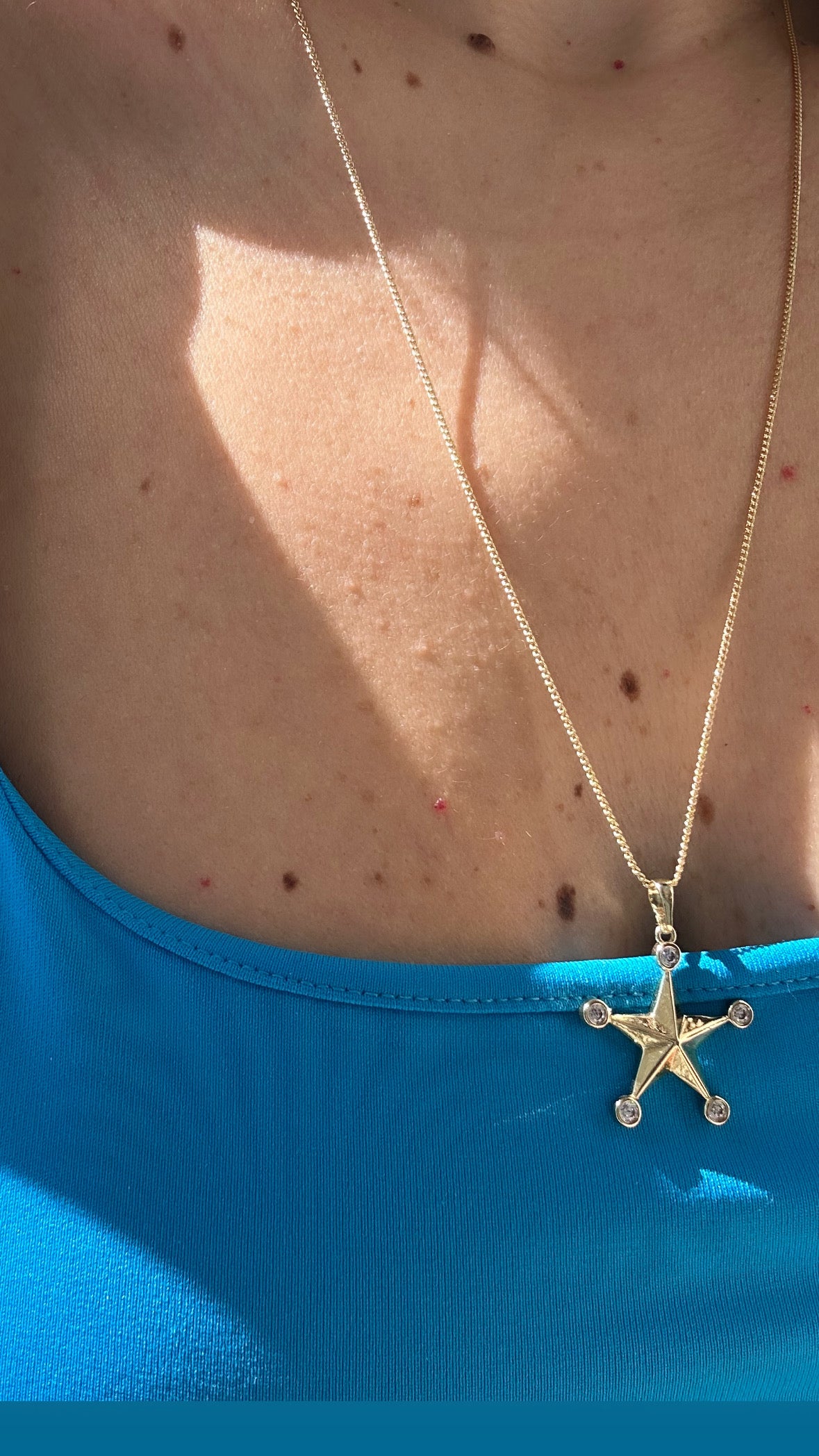 Star 14k Rhodium Plated 60 cm Necklace