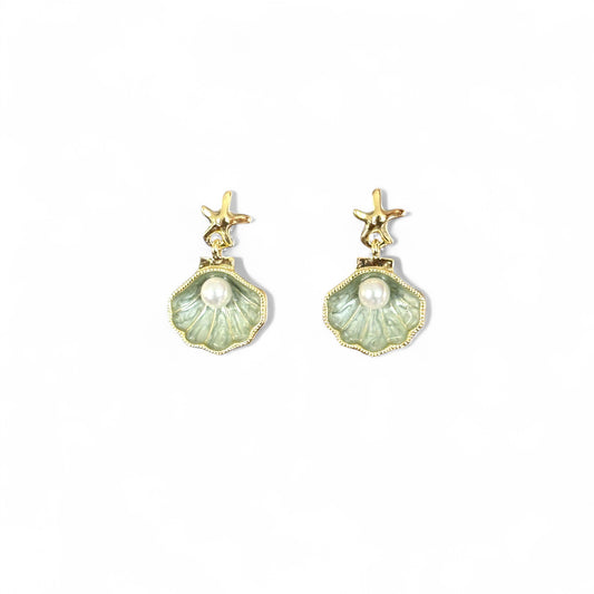 Solennea Green 14k Color Rhodium Plated Earrings