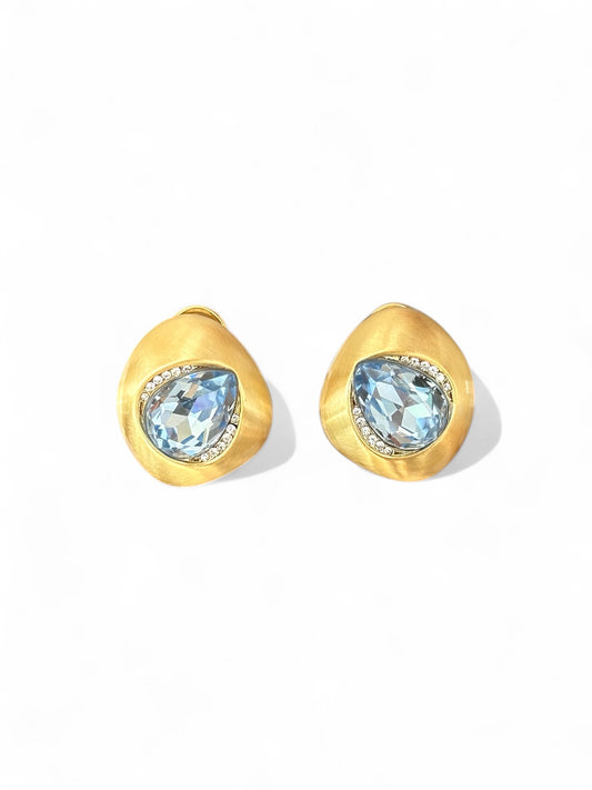 Light Blue 14K Rhodium Plated Earrings