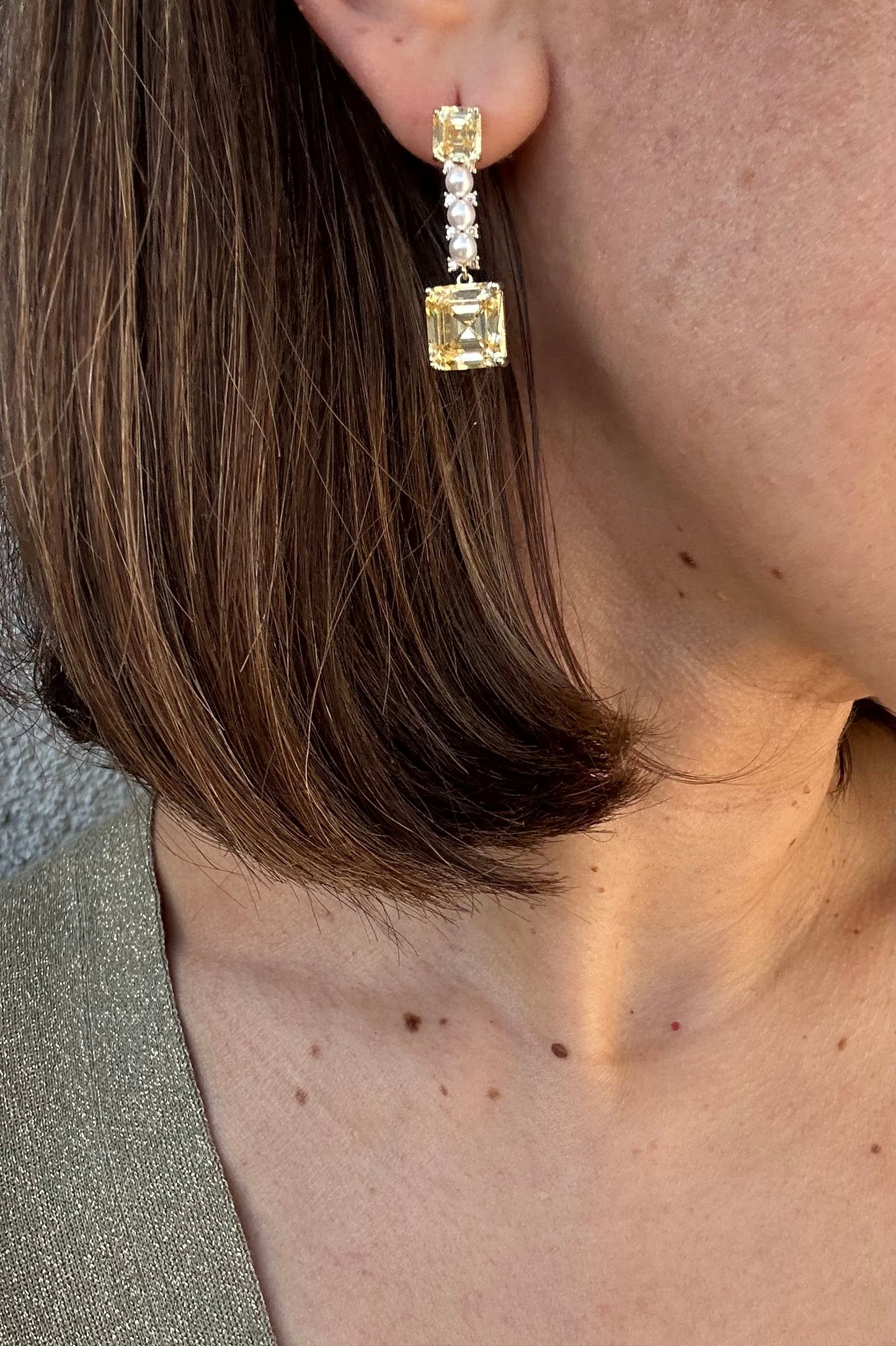 Belladi Yellow Rhodium Plated Earrings