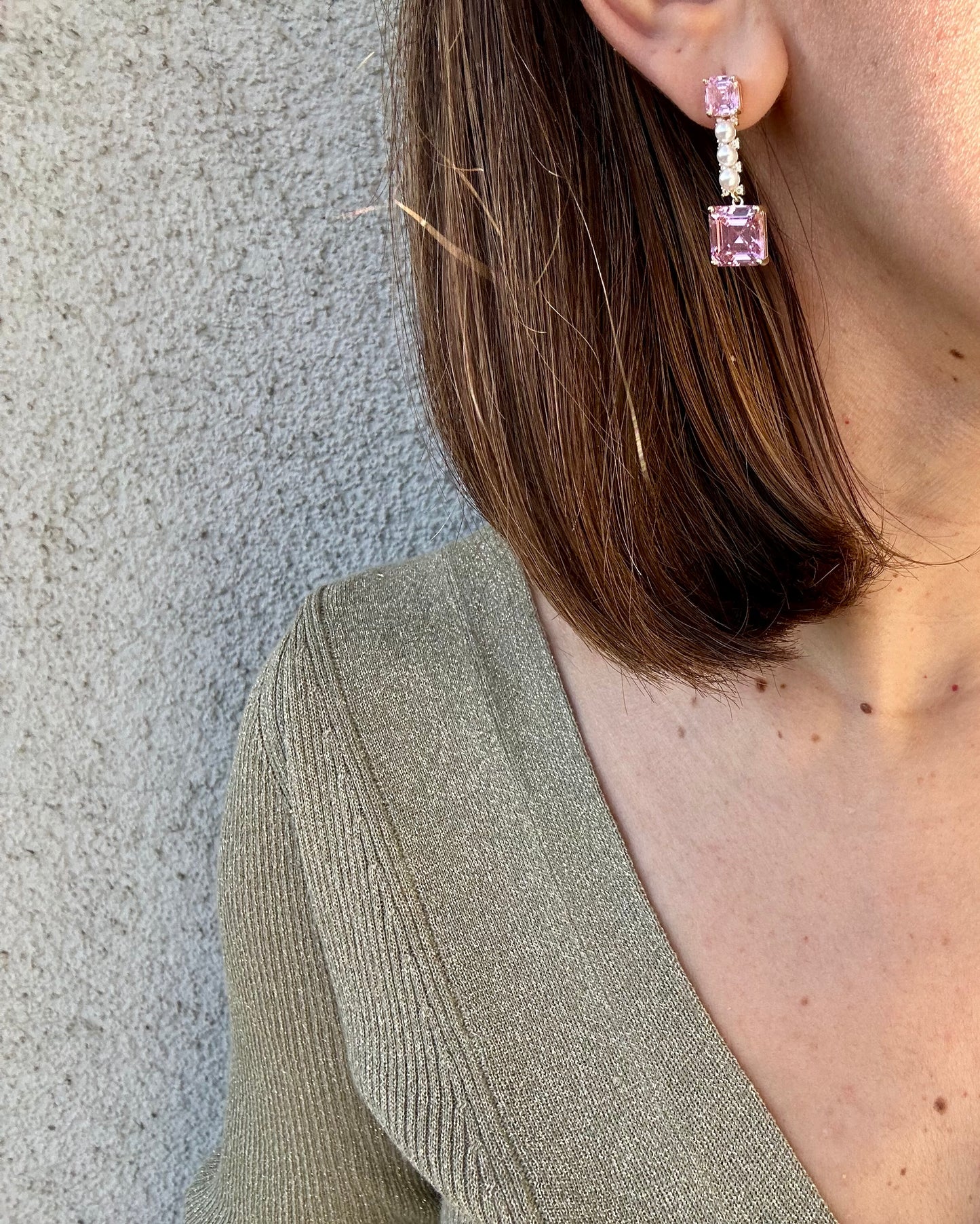 Belladi Pink Rhodium Plated Earrings
