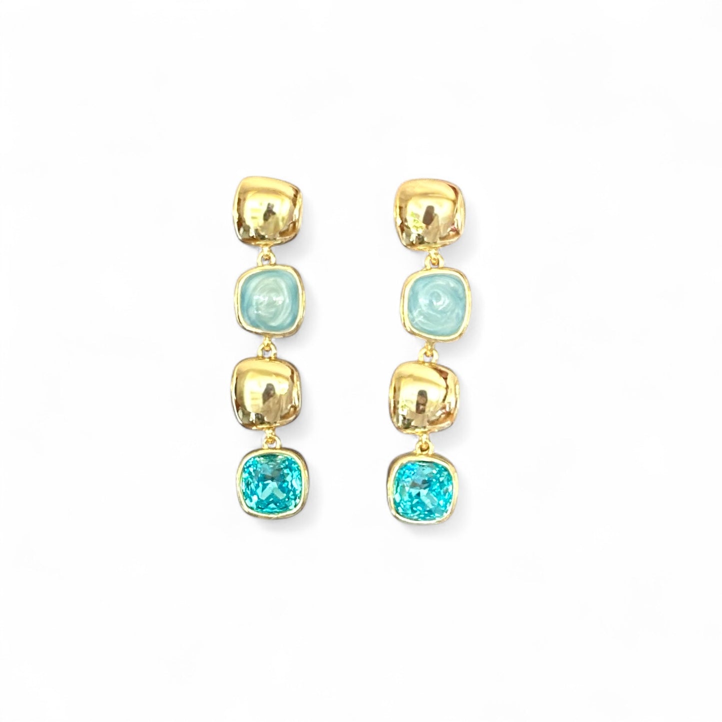 Blue Mano 14K Rodyum Kaplama Sallantılı Küpe
