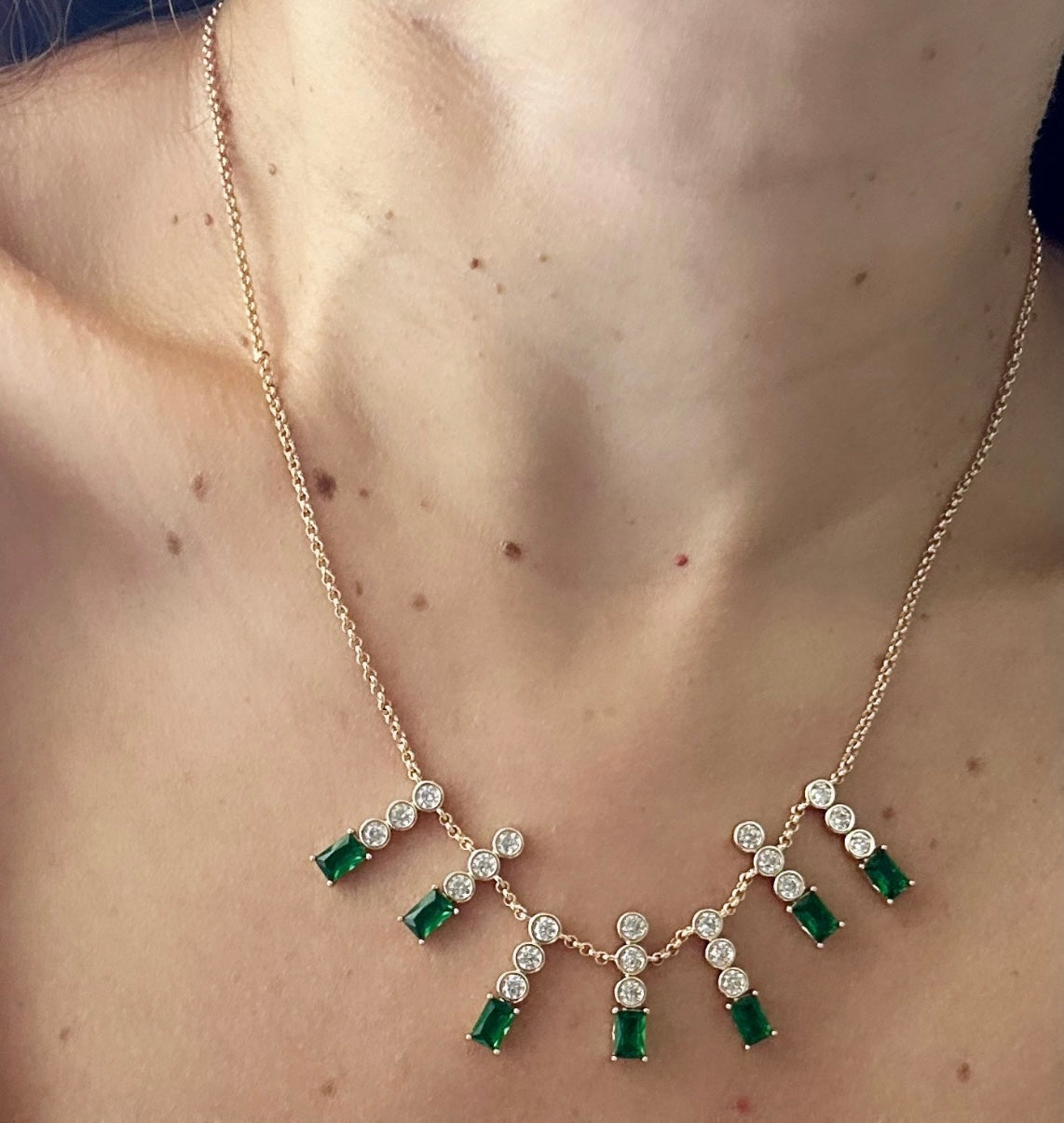 Aurelia Green 18K Rhodium Plated Necklace