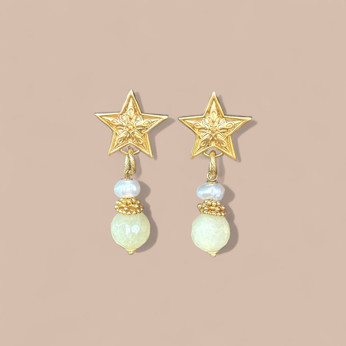 Star Butter Yellow Altın Kaplama Sallantılı Küpe