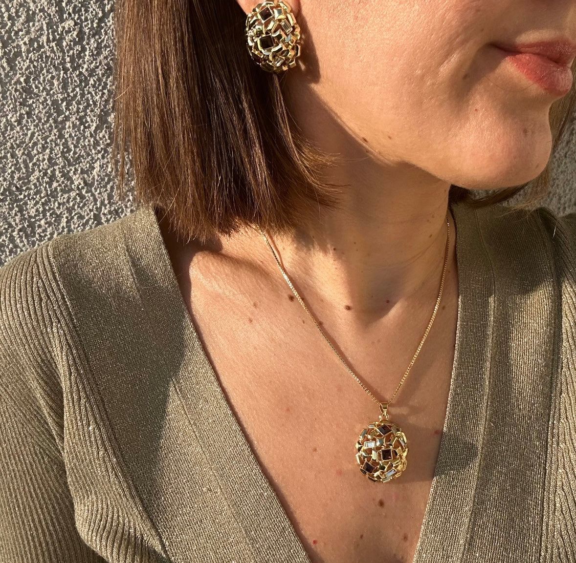 Ruby Brown 14K Rhodium Plated Necklace
