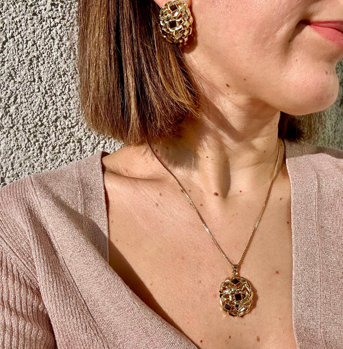 Ruby Brown 14K Rhodium Plated Necklace