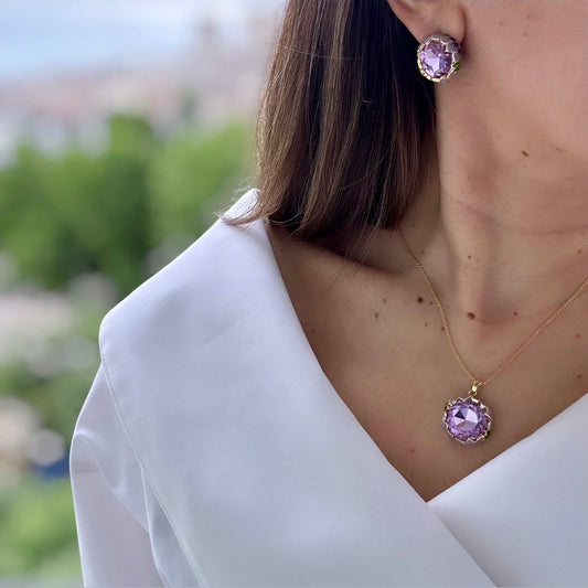 Purple Star 14k Rengi Rodyum Kaplama Kolye