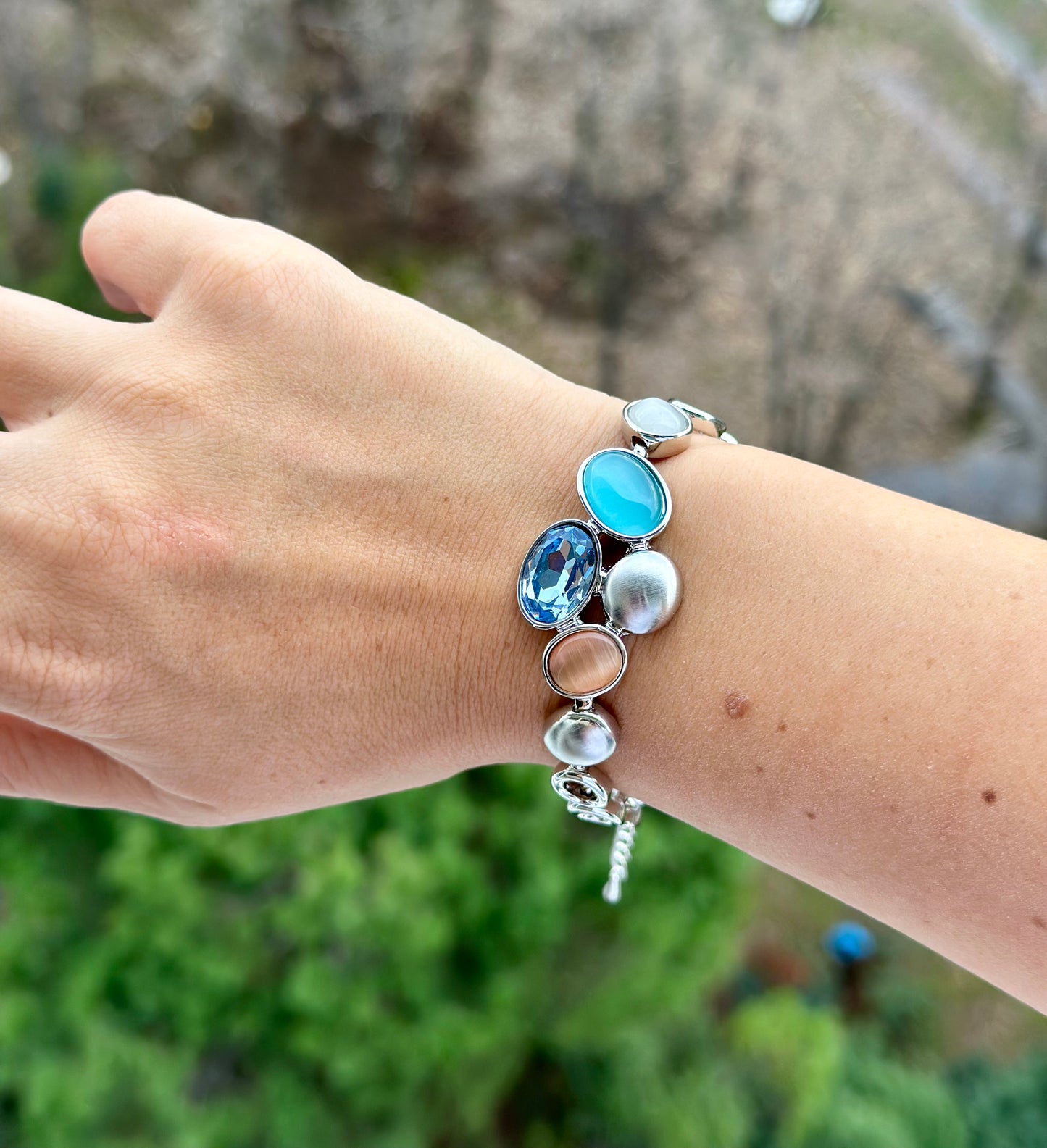 Blue Dream Rhodium Plated Bracelet