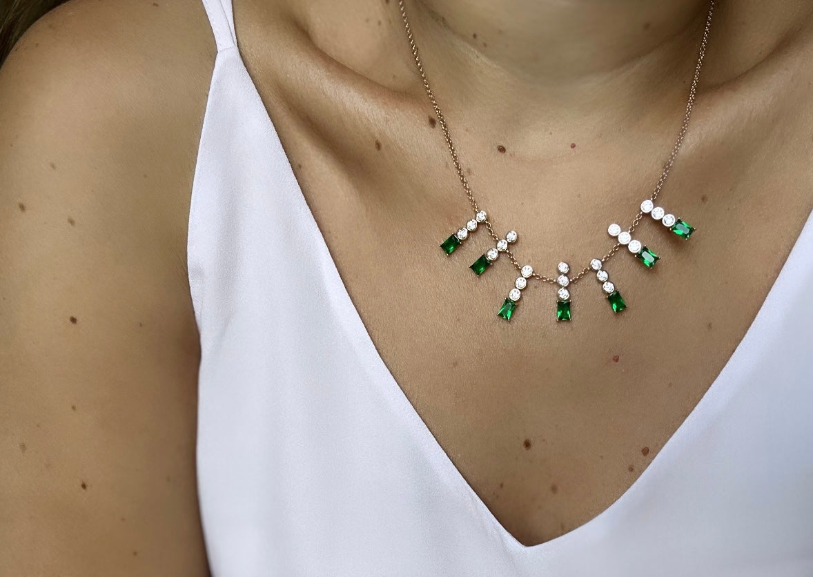 Aurelia Green 18K Rhodium Plated Necklace