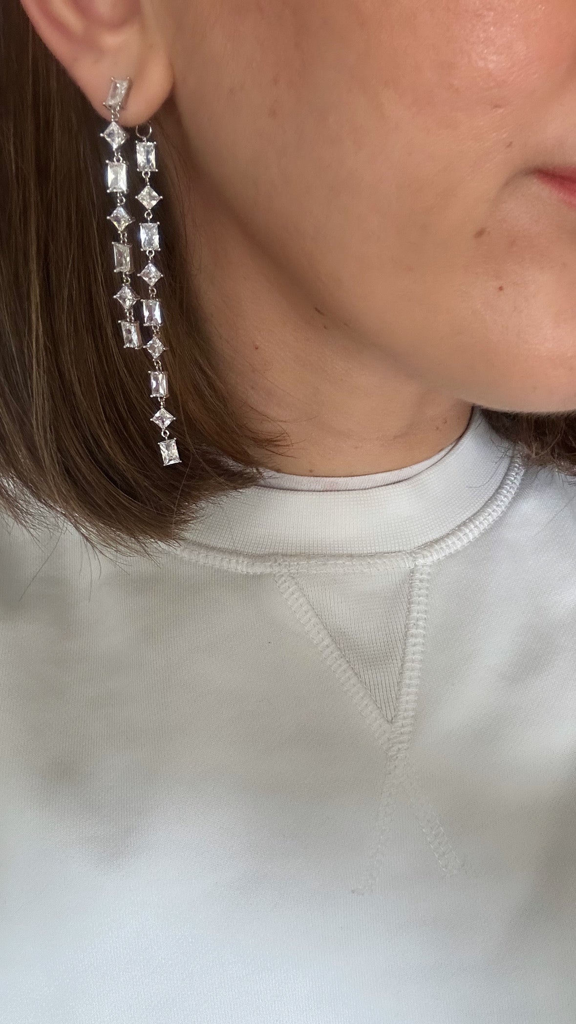 Lush Veil Silver Color Rhodium Plated Earrings