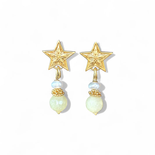 Star Butter Yellow Altın Kaplama Sallantılı Küpe