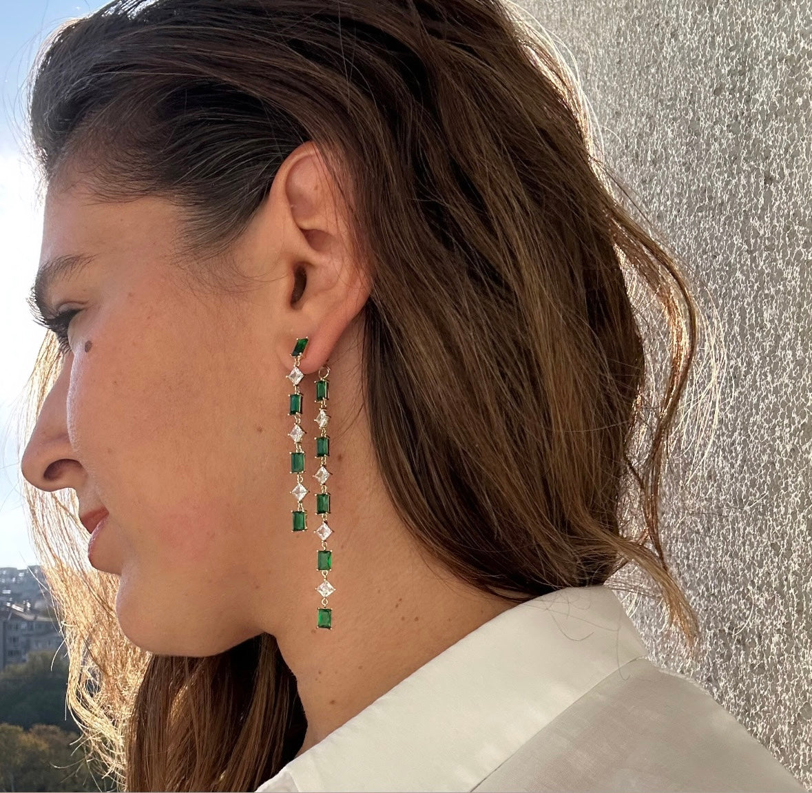 Lush Veil Rhodium Plated Dangle Earrings
