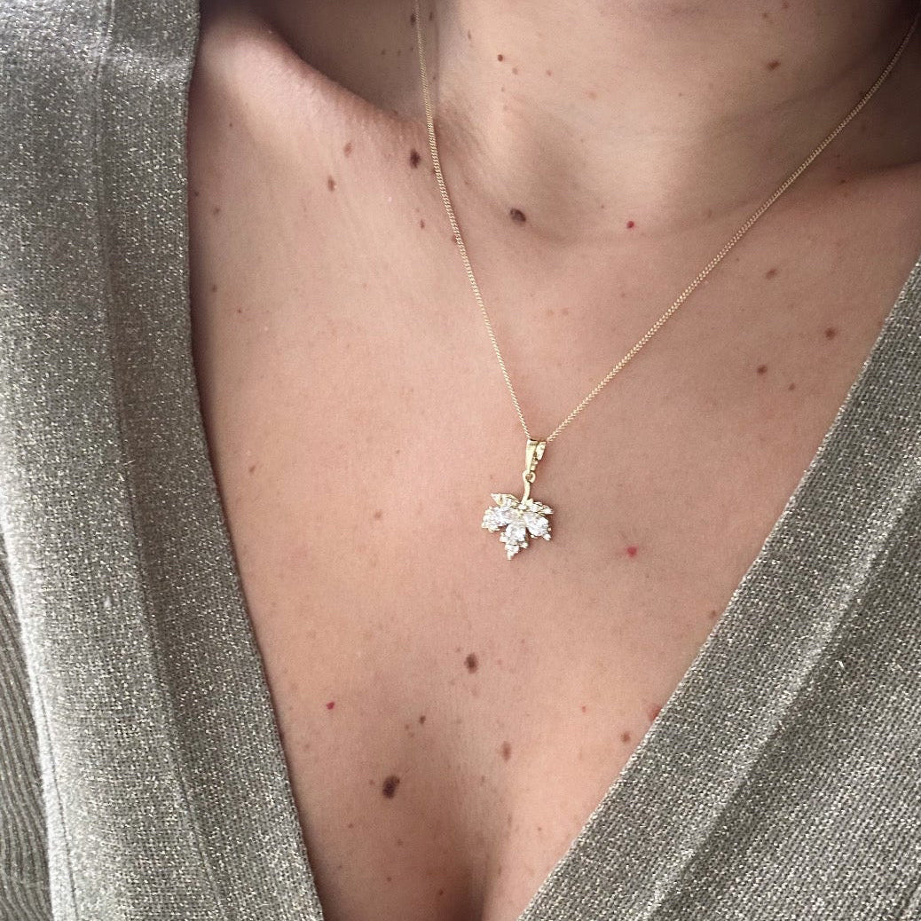 Leaf 14k Rhodium Plated Necklace