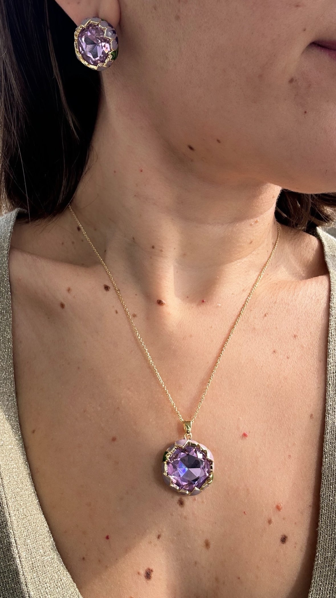 Purple Star 14k Rengi Rodyum Kaplama Kolye