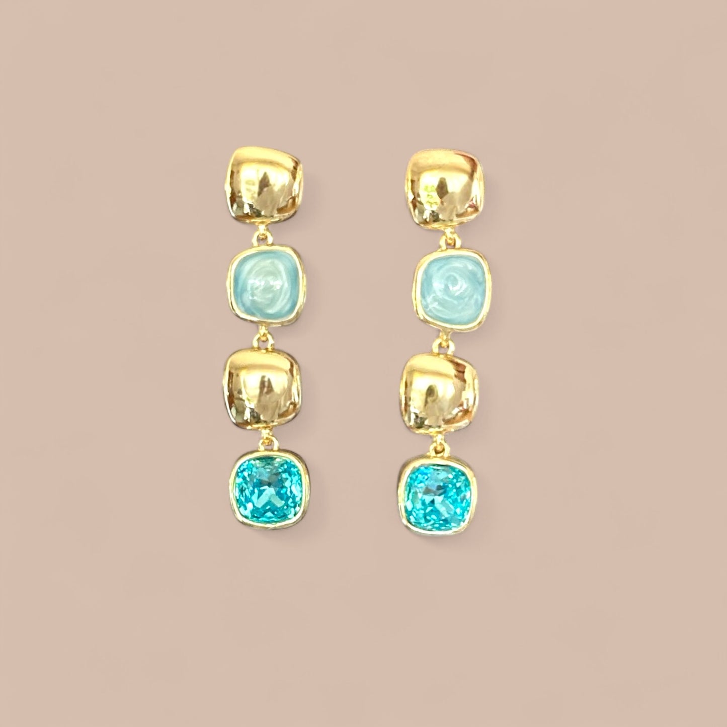 Blue Mano 14K Rodyum Kaplama Sallantılı Küpe