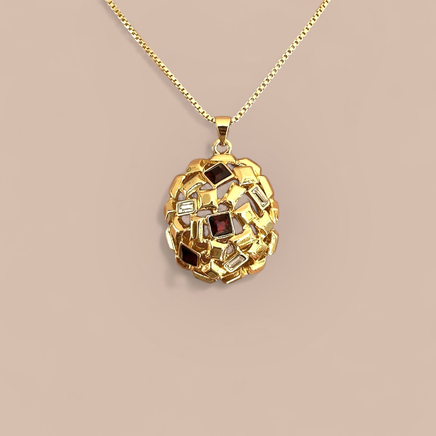 Ruby Brown 14K Rhodium Plated Necklace
