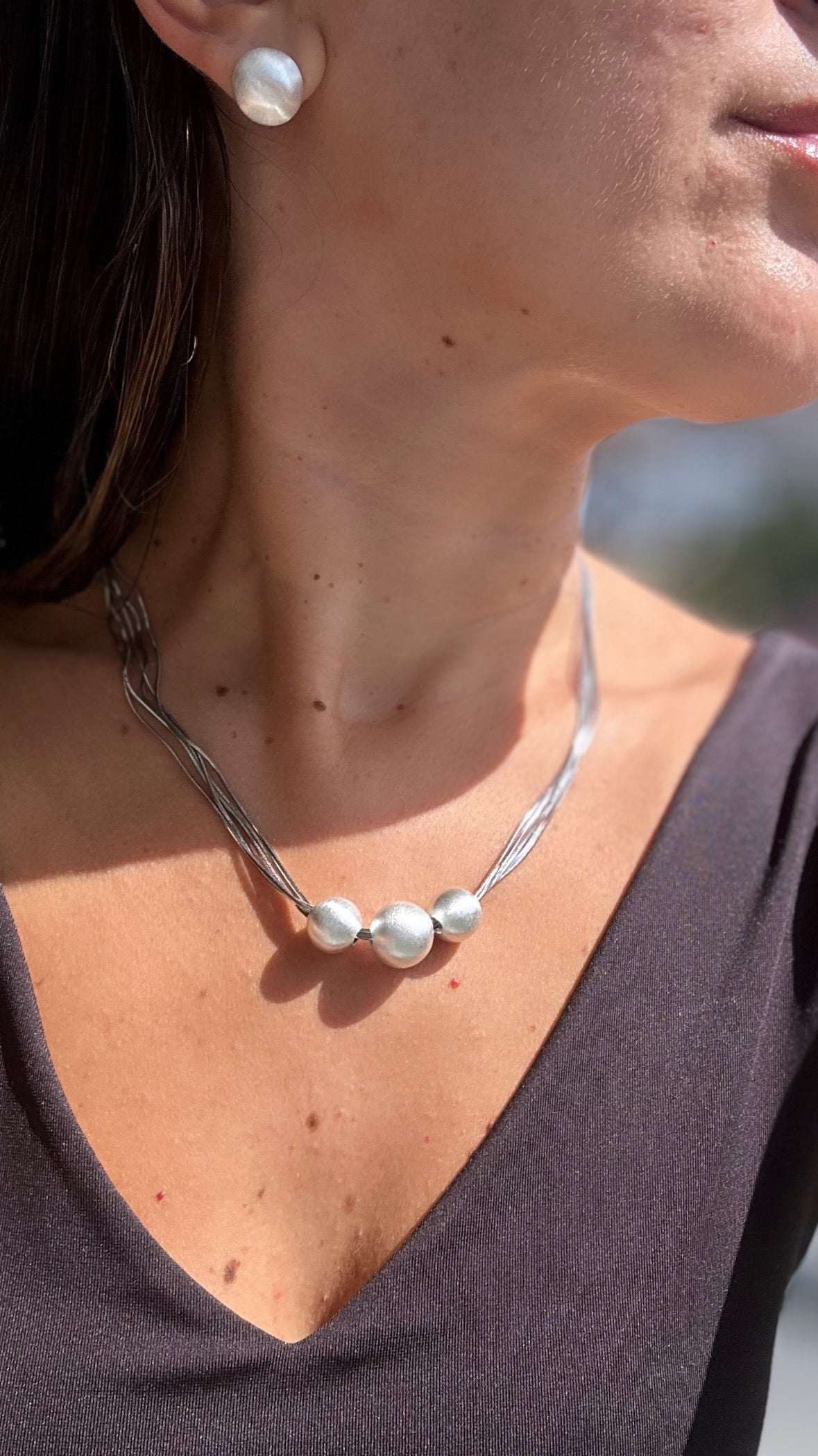 Trio Rhodium Plated Necklace