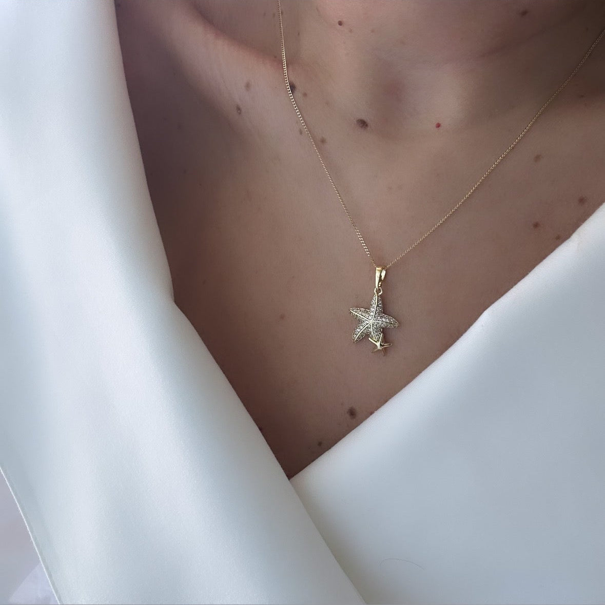Starfish 14k Rengi Rodyum Kaplama Kolye
