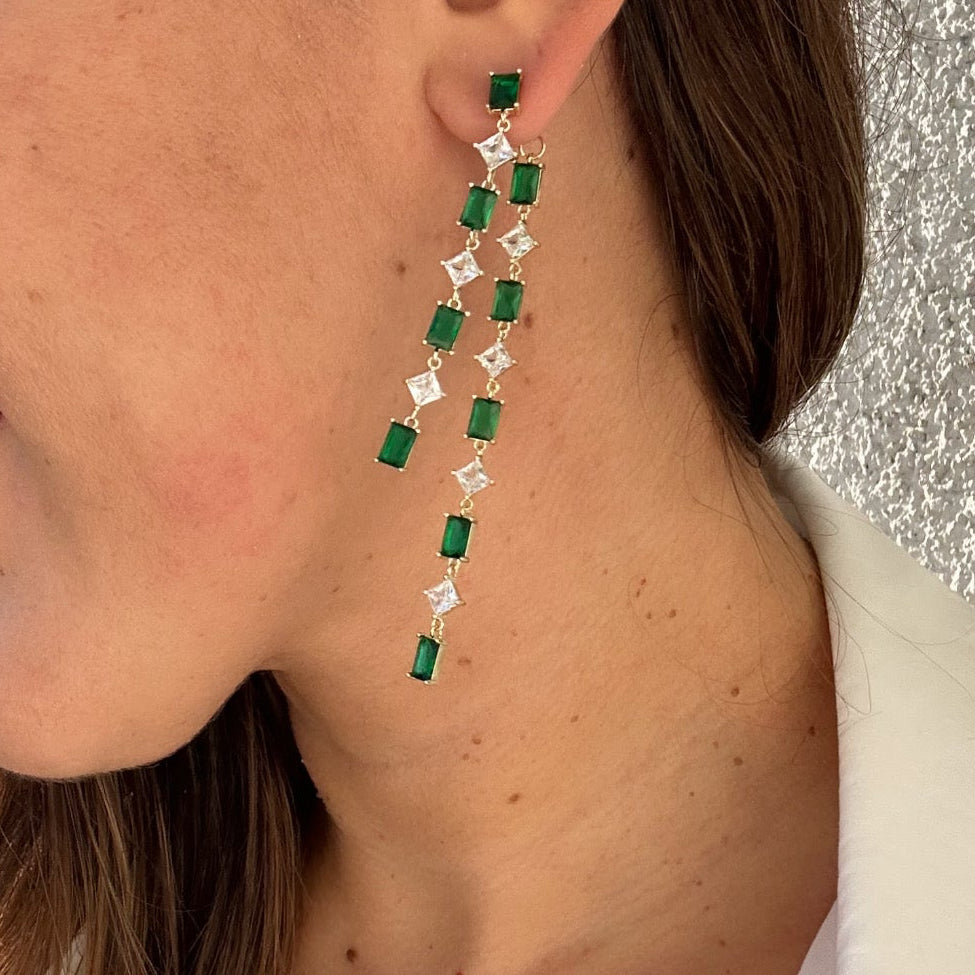 Lush Veil Rhodium Plated Dangle Earrings