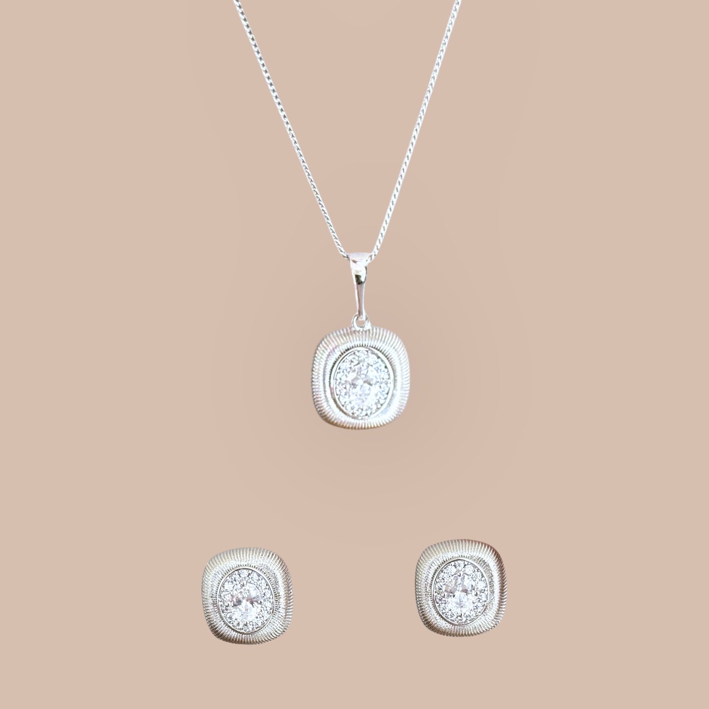 Kitty Silver Color Rhodium Plated Set