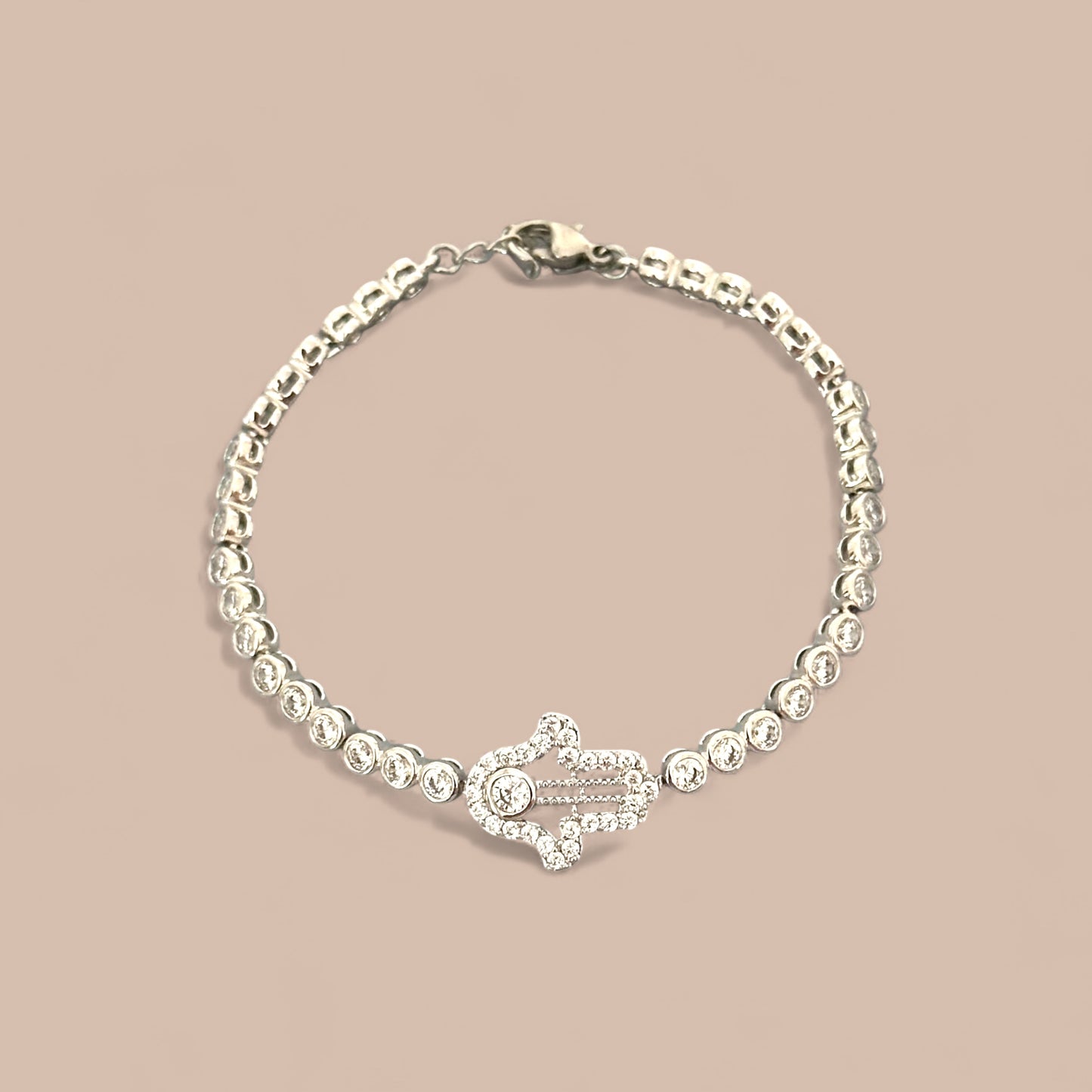 Hand of Fatima Rhodium Plated Bracelet