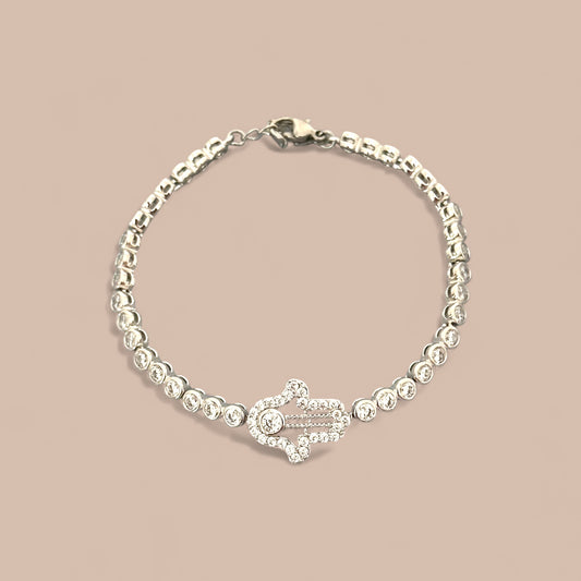 Hand of Fatima Rhodium Plated Bracelet