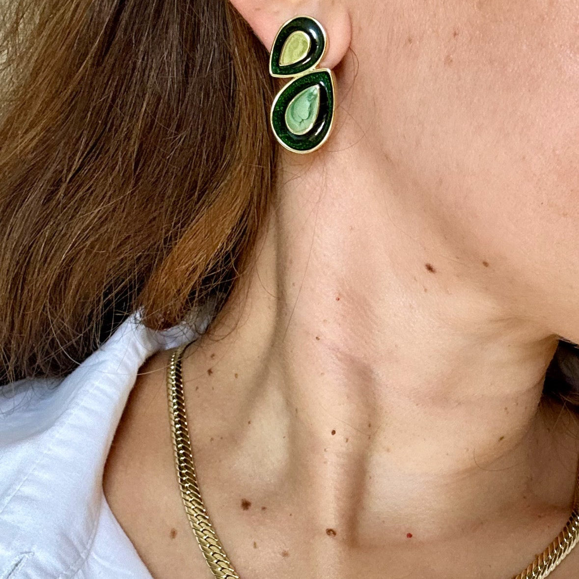Fiona Green 14K Rhodium Plated Earrings