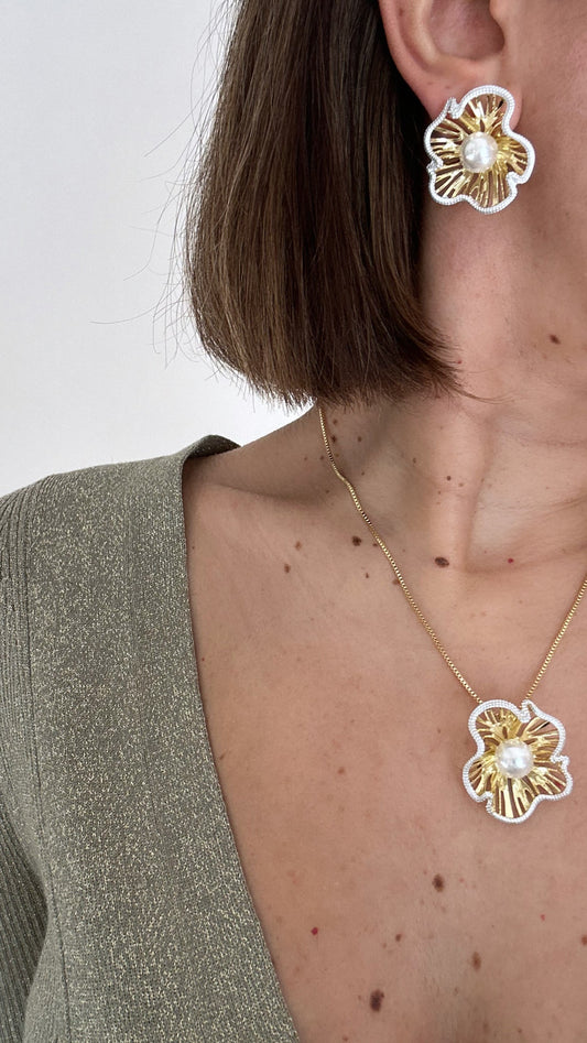 Calithra 14k Rengi Rodyum Kaplama Küpe