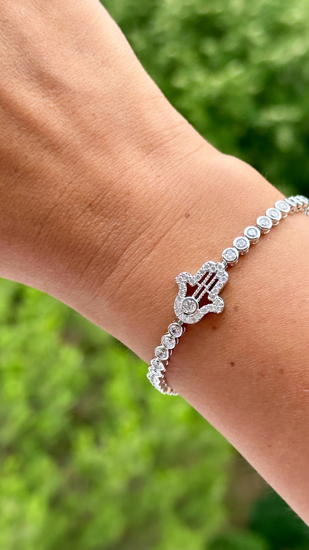 Hand of Fatima Rhodium Plated Bracelet