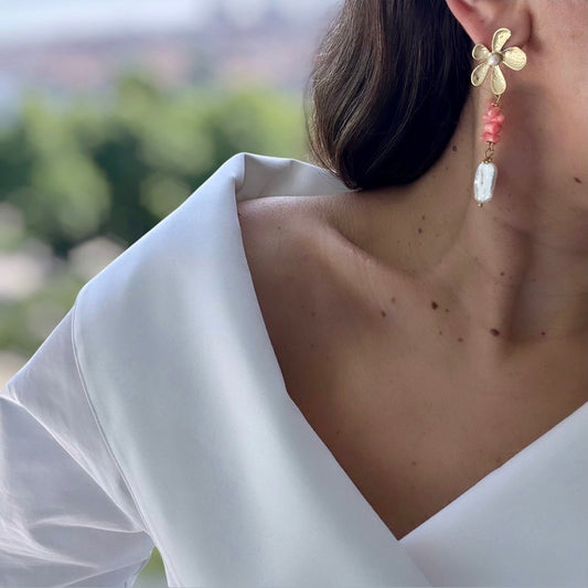 Summer Altın Kaplama Sallantılı Küpe