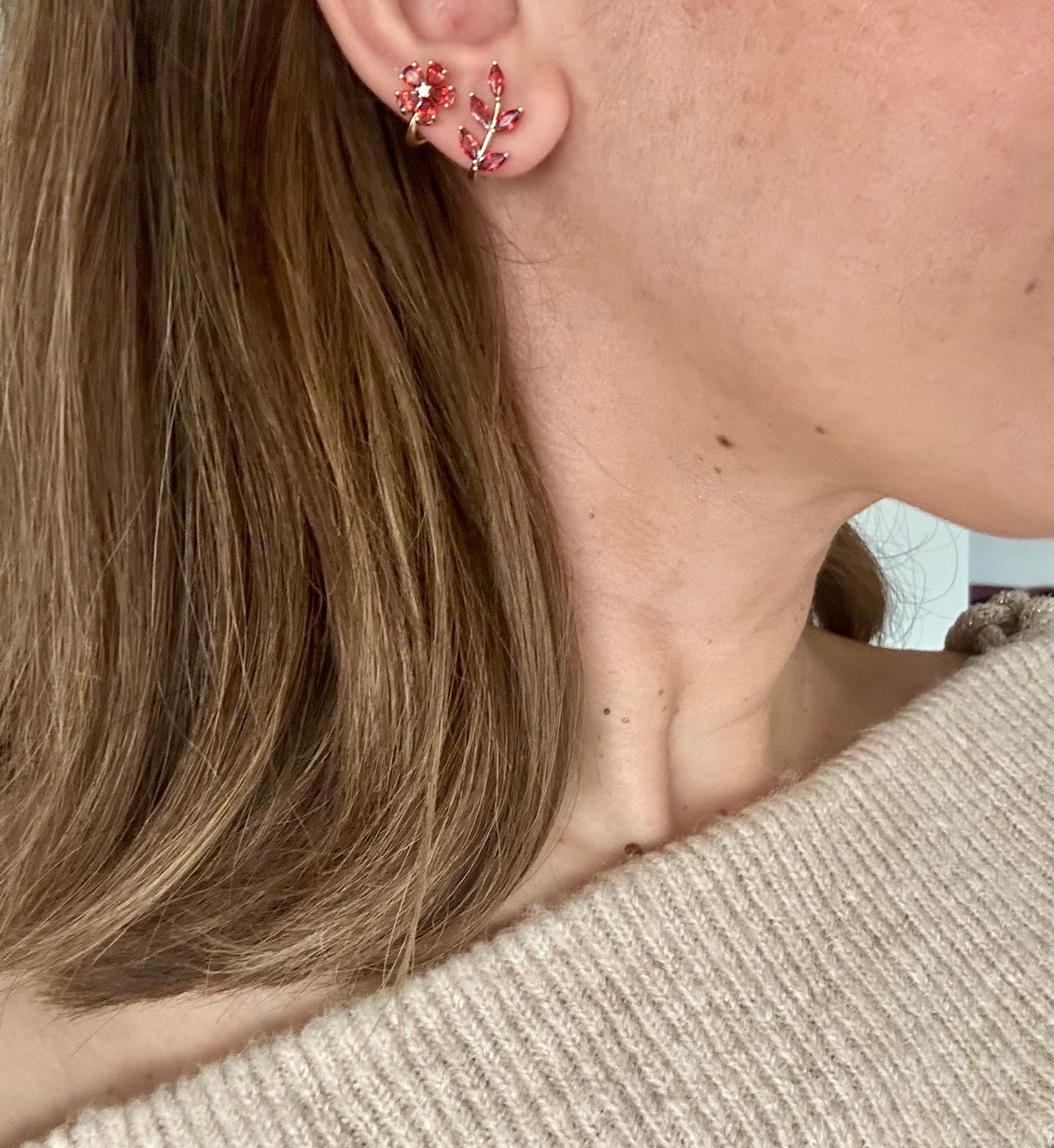 Flora Drops 18k Rhodium Plated Earrings
