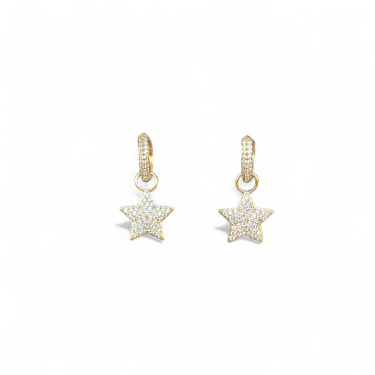 Star 14K Rhodium Plated Dangle Earrings