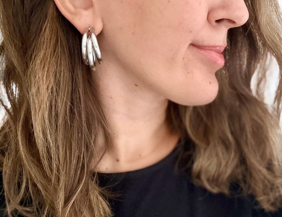 Silver Orbit Hoop Earrings