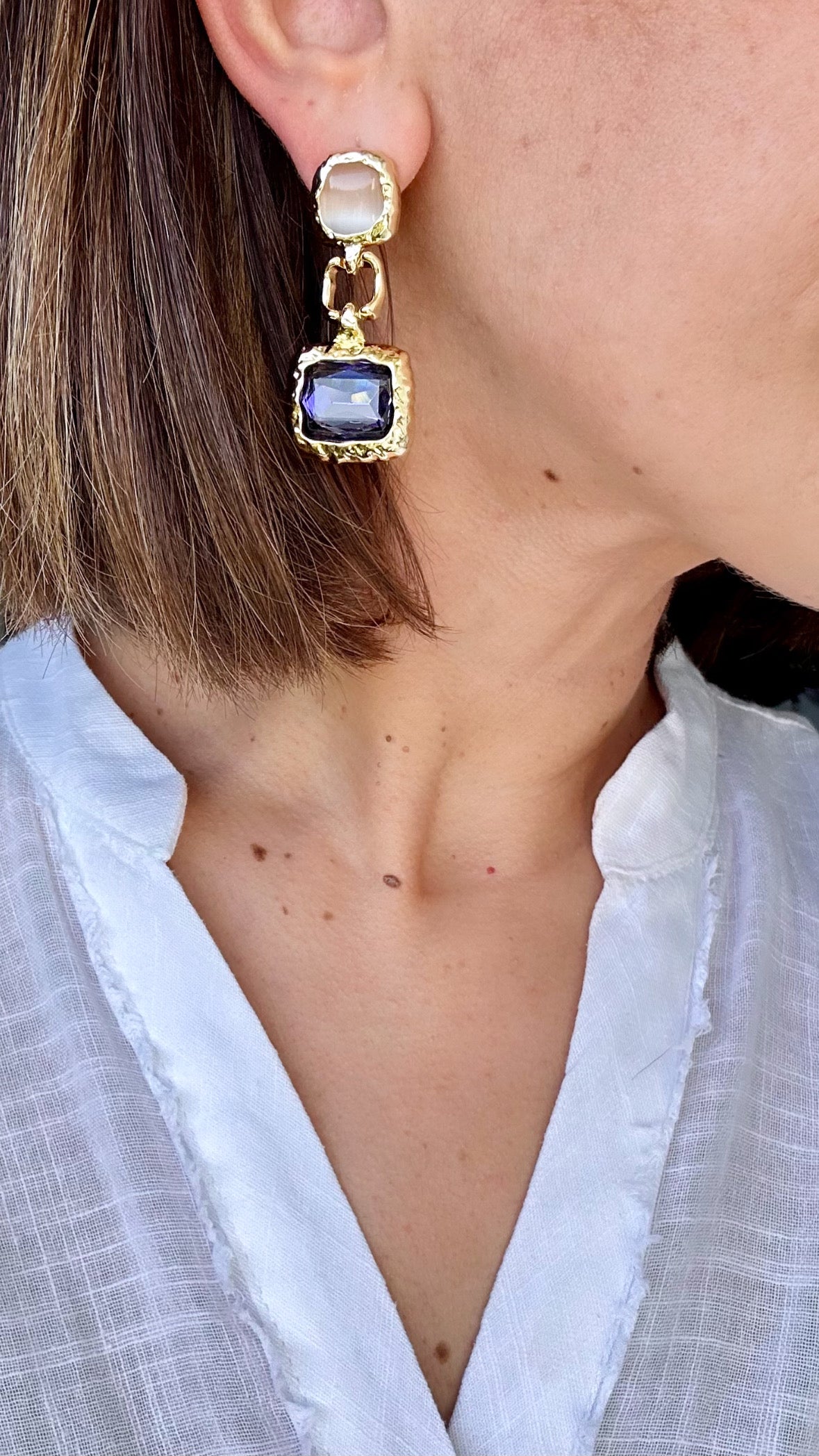 Parsia 14K Rhodium Plated Earrings