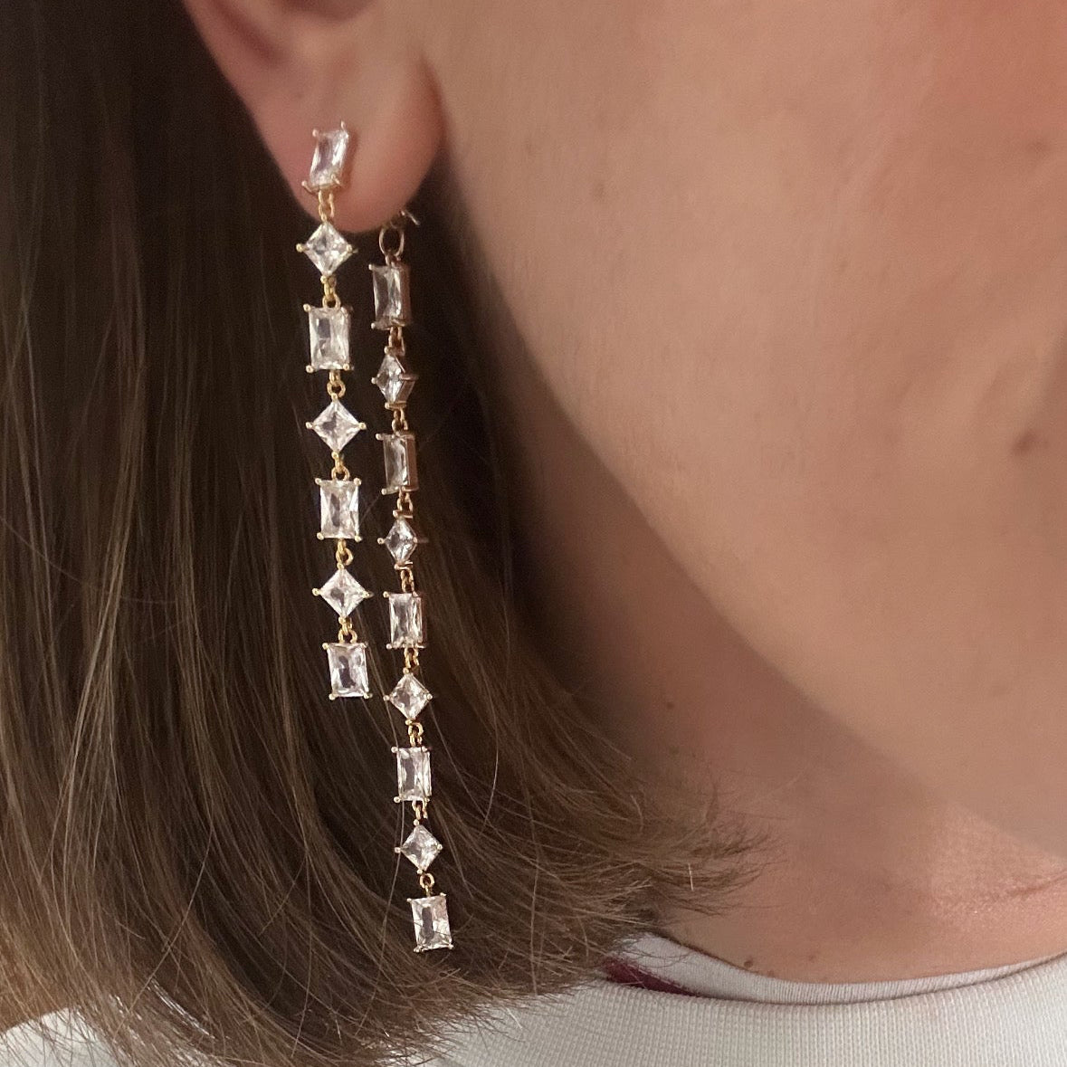 Lush Veil Gold Color Rhodium Plated Earrings