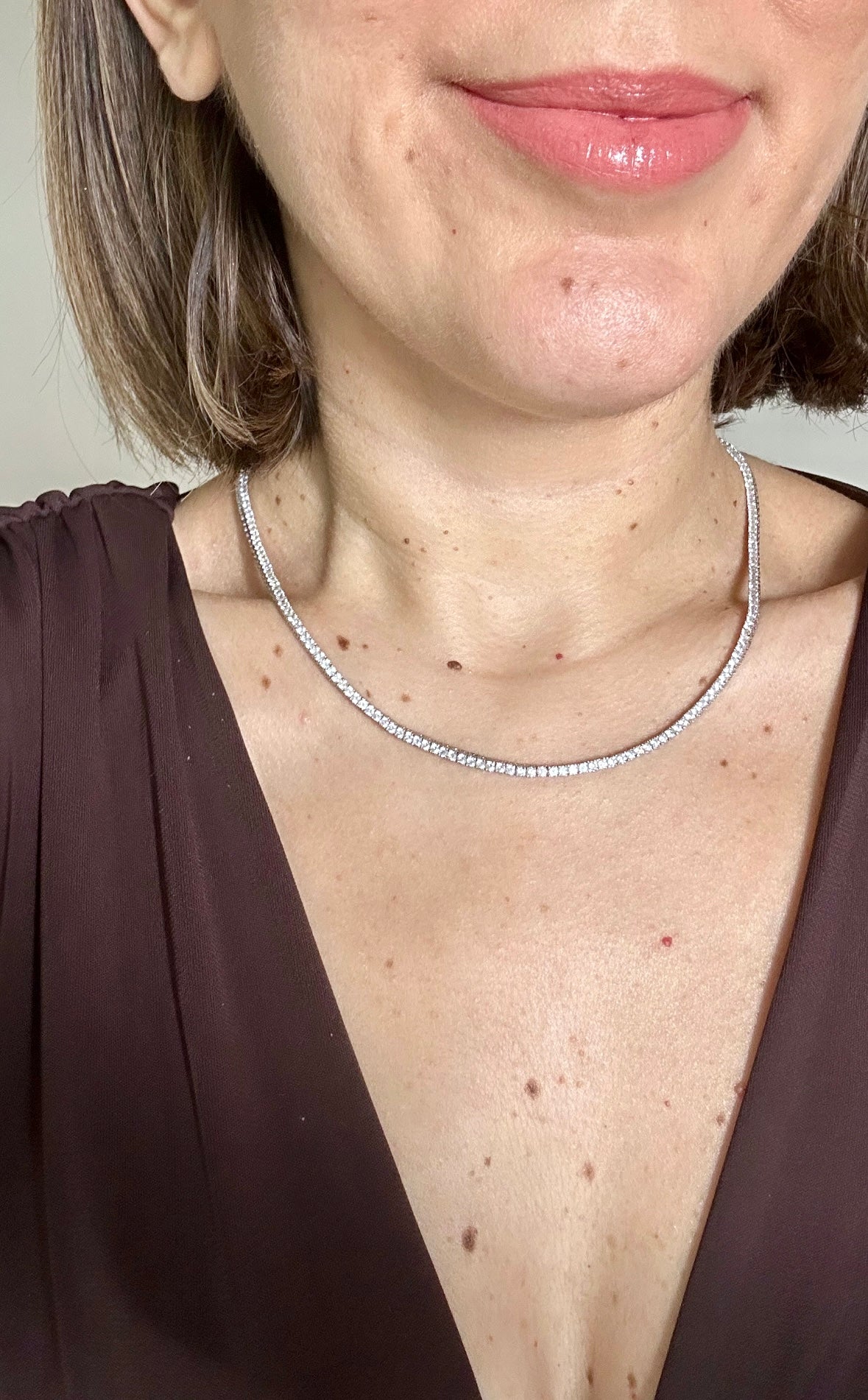 Zena Rhodium Plated 2mm Waterway Necklace