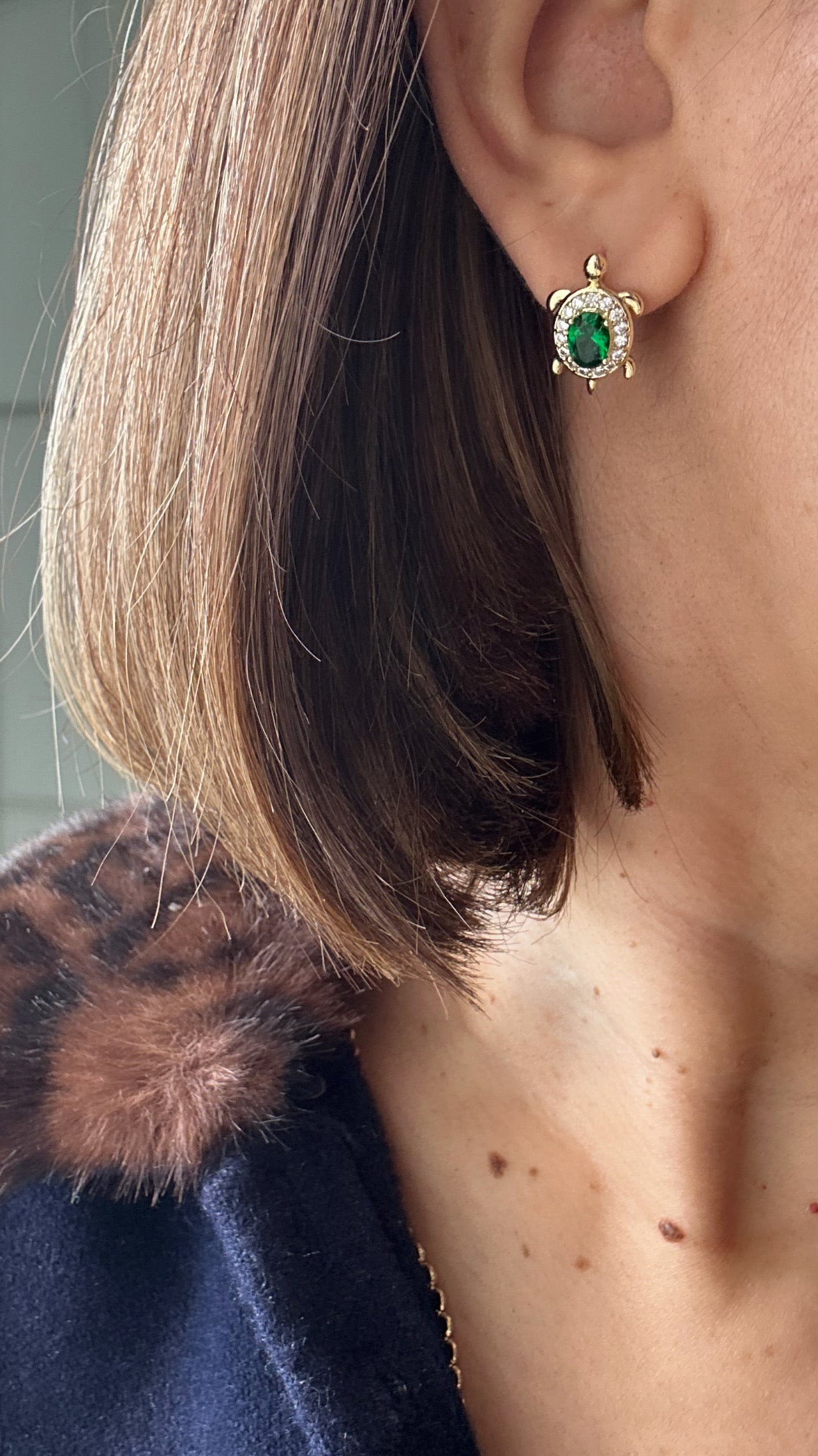 Turtle 14k Rhodium Plated Earrings