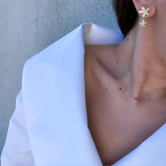 Daisy 14k Rengi Rodyum Kaplama Küpe