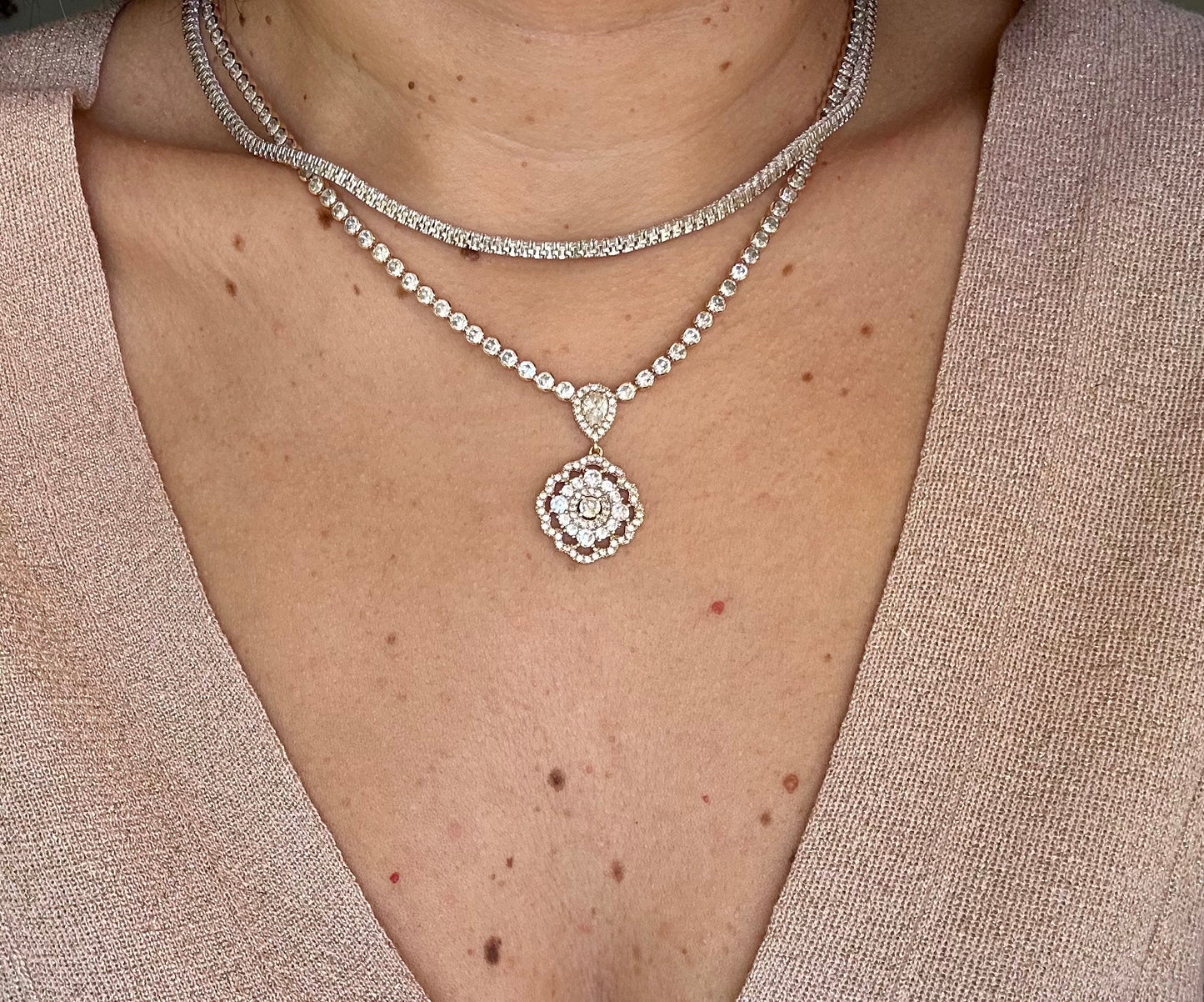 Zena Rhodium Plated 2mm Waterway Necklace