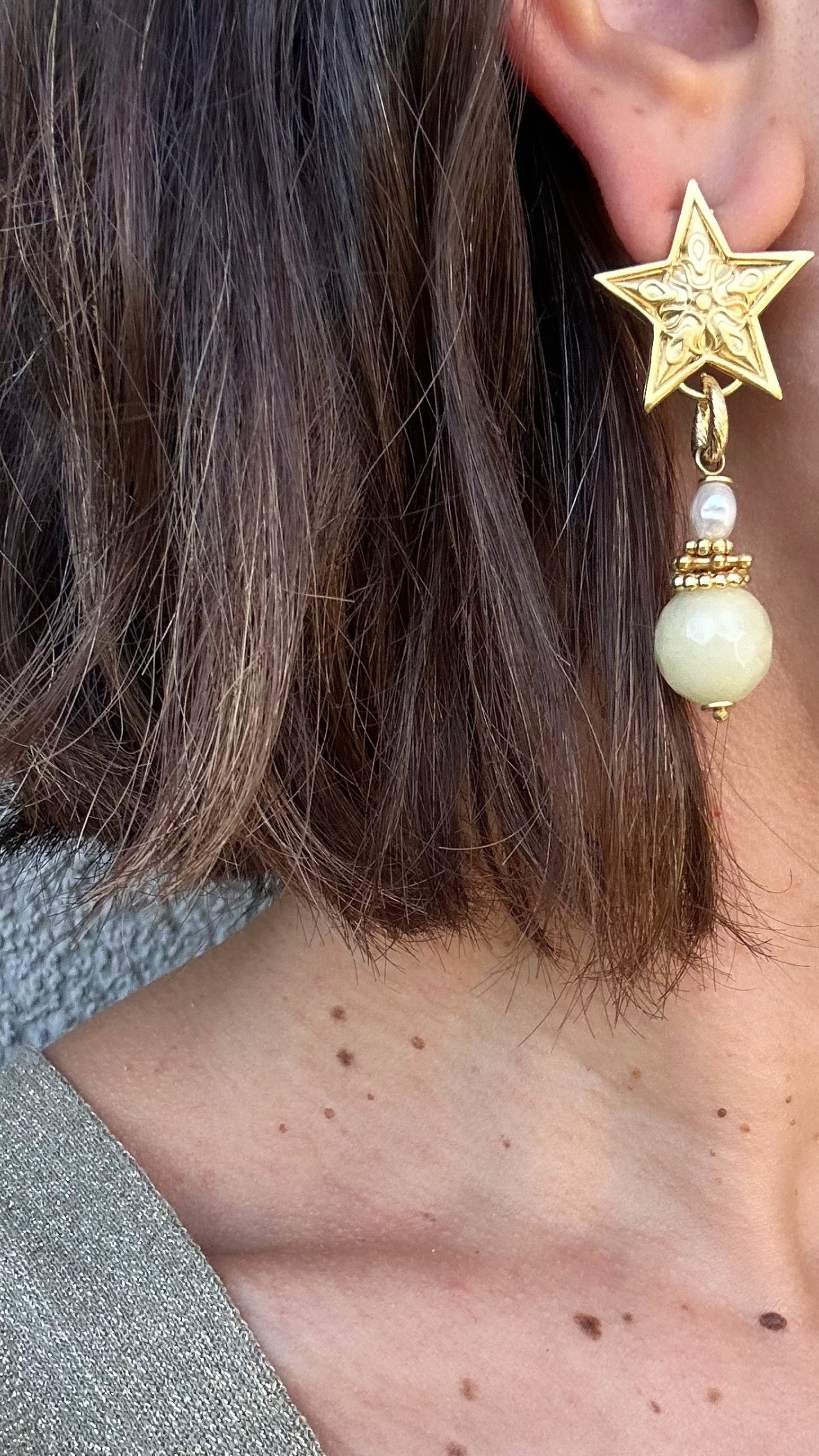 Star Butter Yellow Altın Kaplama Sallantılı Küpe
