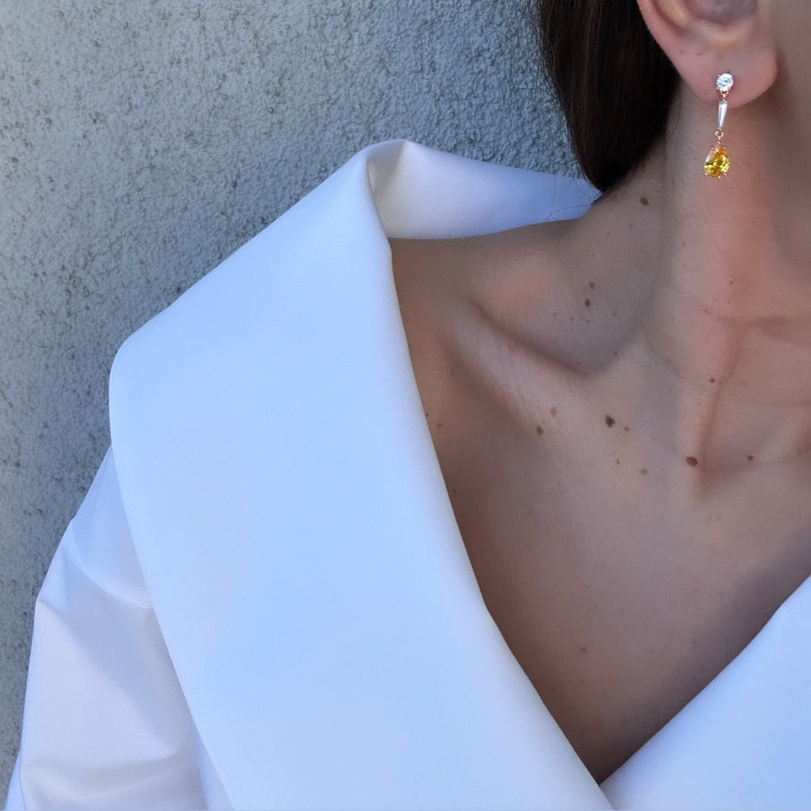 Yellow Calli 18k Rengi Rodyum Kaplama Küpe