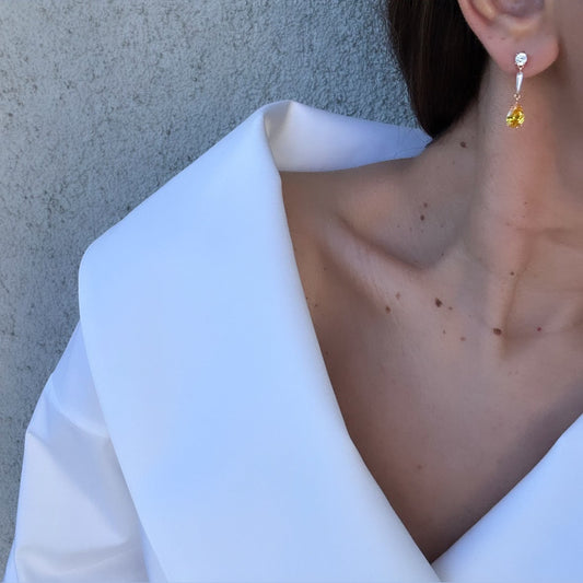 Yellow Calli 18k Rengi Rodyum Kaplama Küpe
